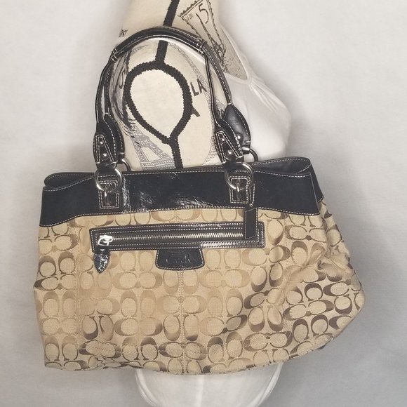 Coach Dark Brown "Penelope" Signature Bag - Picture 1 of 8